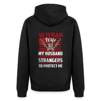 La femme vétéran mon mari a risqué sa vie pour être en sécurité - Veste à capuche bio Premium Unisexe - noir - Dos - Nico (187cm)