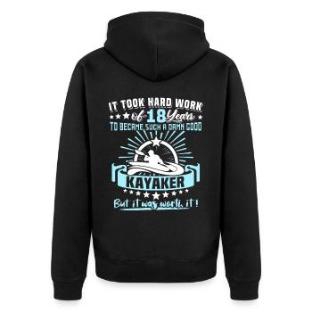 Kajaking 18. Geburtstag Kajak 18 Jahre Kajaker - Unisex Premium Bio Zip Hoodie - Schwarz - Hinten - Nico (187cm)