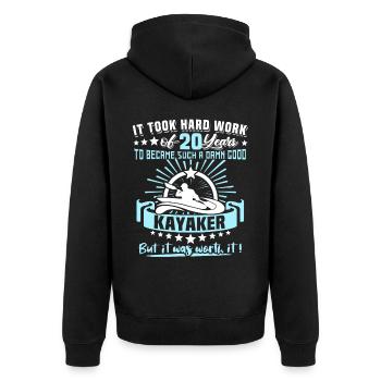 Kajaking 20. Geburtstag Kajak 20 Jahre Kajaker - Unisex Premium Bio Zip Hoodie - Schwarz - Hinten - Nico (187cm)