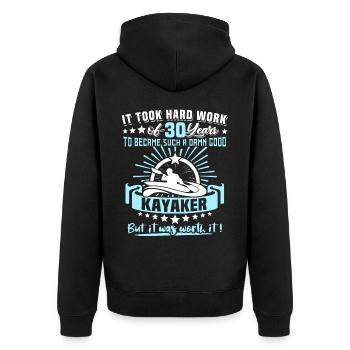 Kajaking 30. Geburtstag Kajak 30 Jahre Kajaker - Unisex Premium Bio Zip Hoodie - Schwarz - Hinten - Nico (187cm)