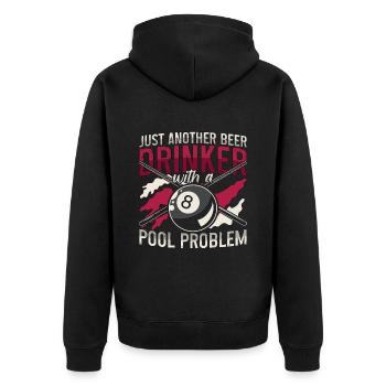 Cue Sports Just Another Beer Drinker With Snooker - Unisex Premium Bio Zip Hoodie - Schwarz - Hinten - Nico (187cm)