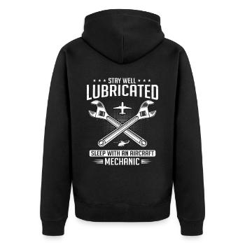 Flugzeugmechaniker, Flugzeugmechaniker - Unisex Premium Bio Zip Hoodie - Schwarz - Hinten - Nico (187cm)