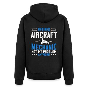Flugzeugmechaniker, Flugzeugmechaniker - Unisex Premium Bio Zip Hoodie - Schwarz - Hinten - Nico (187cm)