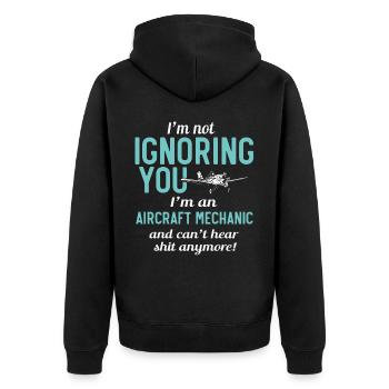 Flugzeugmechaniker, Flugzeugmechaniker - Unisex Premium Bio Zip Hoodie - Schwarz - Hinten - Nico (187cm)