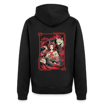 Ancient Japanese Deity Amaterasu Shinto Kami Sun G - Unisex Premium Bio Zip Hoodie - Schwarz - Hinten - Nico (187cm)