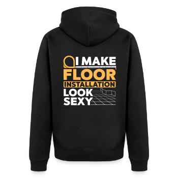 Flooring installer, tile warehouse - Unisex Premium Organic Zip Hoodie - black - Back - Nico (187cm)