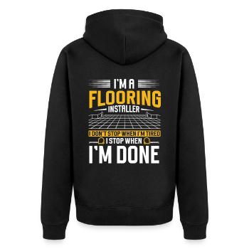 Flooring installer, tile warehouse - Unisex Premium Organic Zip Hoodie - black - Back - Nico (187cm)