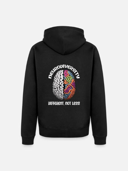 "Different, Not Less" Neurodiversity - Unisex Premium Bio Zip Hoodie - Schwarz