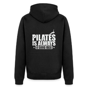 Pilates is always a good Idea Powerhouse - Unisex Premium Organic Zip Hoodie - black - Back - Nico (187cm)