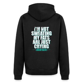 I'm not Sweating my Fats are just Crying Pilates - Unisex Premium Bio Zip Hoodie - Schwarz - Hinten - Nico (187cm)