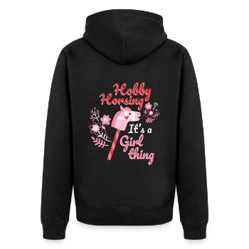 Its a Girl Thing Hobbyhorsing - Unisex Premium Organic Zip Hoodie - black - Back - Nico (187cm)