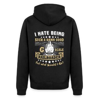 Gartenbahn Modelleisenbahn Spur G - Unisex Premium Bio Zip Hoodie - Schwarz - Hinten - Nico (187cm)
