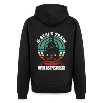 Gartenbahn Modelleisenbahn Spur G - Unisex Premium Bio Zip Hoodie - Schwarz - Hinten - Nico (187cm)