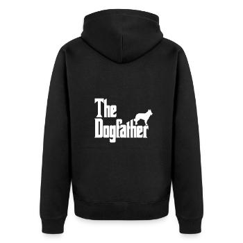 The Dogfather Mudi - Unisex Premium Bio Zip Hoodie - Schwarz - Hinten - Nico (187cm)