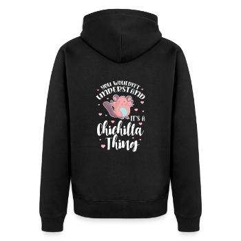 Chinchilla - Unisex Premium Bio Zip Hoodie - Schwarz - Hinten - Nico (187cm)