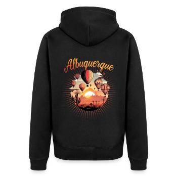 Albuquerque Ballon New Mexico Heißluftballon - Unisex Premium Bio Zip Hoodie - Schwarz - Hinten - Nico (187cm)