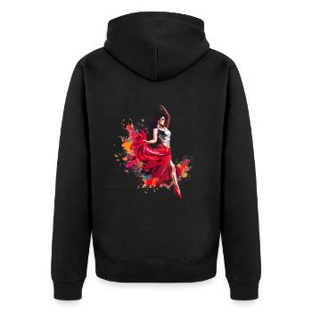 Flamenco Tanz Andalusien Spanischer Tanz - Unisex Premium Bio Zip Hoodie - Schwarz - Hinten - Nico (187cm)