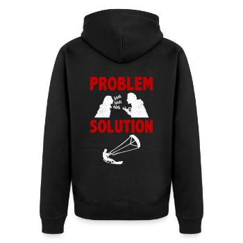 Kiteboarding Kitesurfing Extreme Problem Solution - Unisex Premium Bio Zip Hoodie - Schwarz - Hinten - Nico (187cm)