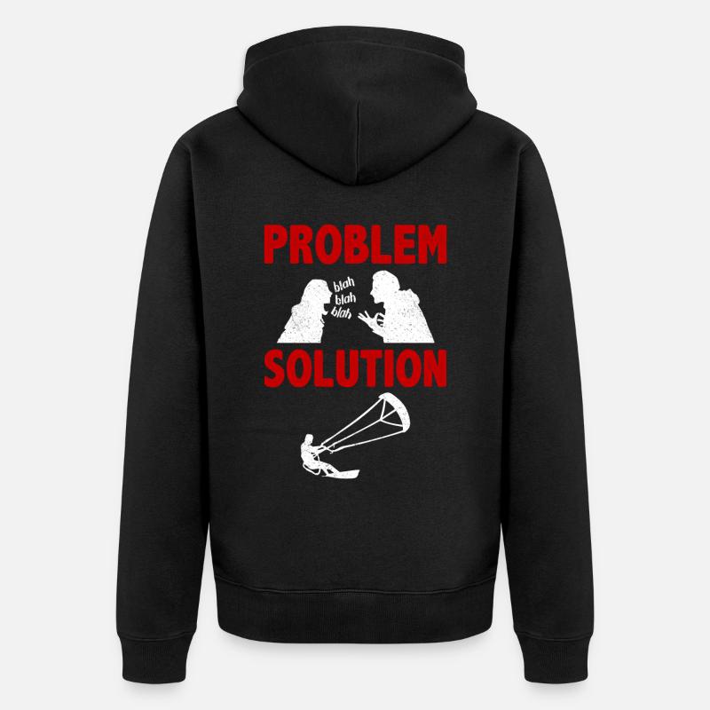 Kiteboarding Kitesurfing Extreme Problem Solution - Unisex Premium Organic Zip Hoodie - black