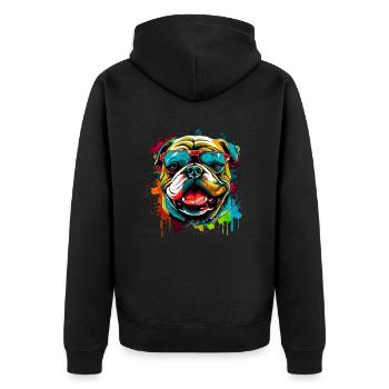 Niedliche Englische Bulldogge - Unisex Premium Bio Zip Hoodie - Schwarz - Hinten - Nico (187cm)