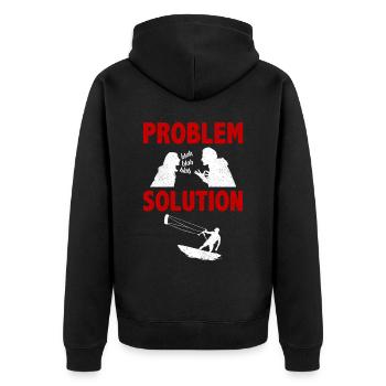 Kiteboarding Kitesurfing Sport Problem Solution - Unisex Premium Bio Zip Hoodie - Schwarz - Hinten - Nico (187cm)