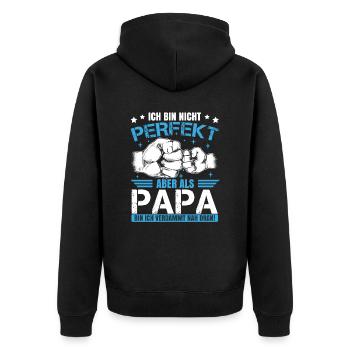Papa Lustig Vatertag Sprüche - Unisex Premium Bio Zip Hoodie - Schwarz - Hinten - Nico (187cm)