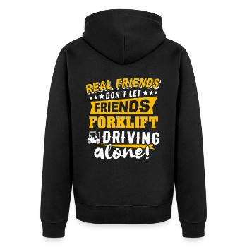 Stapler Gabelstapler - Unisex Premium Bio Zip Hoodie - Schwarz - Hinten - Nico (187cm)