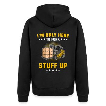 Stapler Gabelstapler - Unisex Premium Bio Zip Hoodie - Schwarz - Hinten - Nico (187cm)