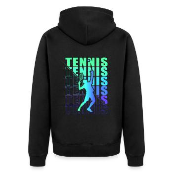 Vêtements de tennis pour les joueurs de tennis, les entraîneurs de fans - Veste à capuche bio Premium Unisexe - noir - Dos - Nico (187cm)