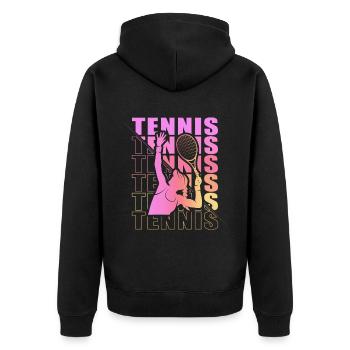 Vêtements de tennis pour joueuses de tennis filles - Veste à capuche bio Premium Unisexe - noir - Dos - Nico (187cm)