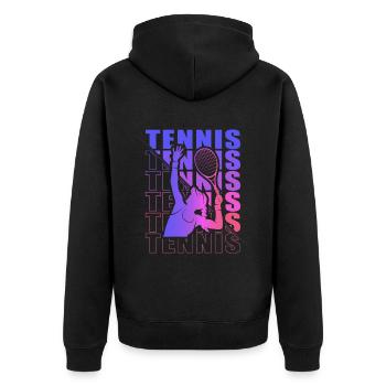 Vêtements de tennis pour joueuses de tennis filles - Veste à capuche bio Premium Unisexe - noir - Dos - Nico (187cm)