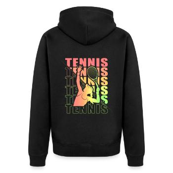 Vêtements de tennis pour joueuses de tennis filles - Veste à capuche bio Premium Unisexe - noir - Dos - Nico (187cm)