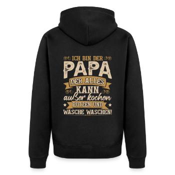 Ich bin der Papa der alles kann - Unisex Premium Bio Zip Hoodie - Schwarz - Hinten - Nico (187cm)