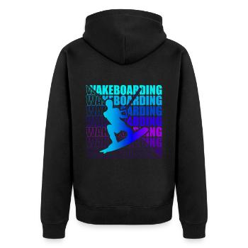 Wakeboard Wakeboarder Wakeboarding Freestyle DNA - Unisex Premium Bio Zip Hoodie - Schwarz - Hinten - Nico (187cm)