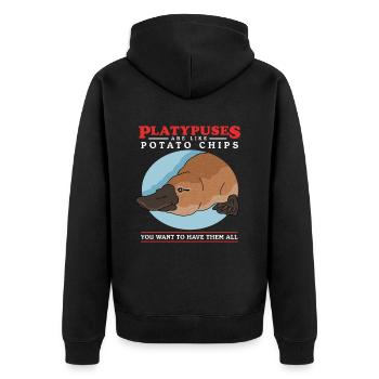 Platypus Platypus Platypus Gift - Unisex Premium Organic Zip Hoodie - black - Back - Nico (187cm)