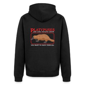 Platypus Platypus Platypus Gift - Unisex Premium Organic Zip Hoodie - black - Back - Nico (187cm)