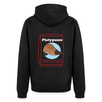 Platypus Platypus Gift - Unisex Premium Organic Zip Hoodie - black - Back - Nico (187cm)