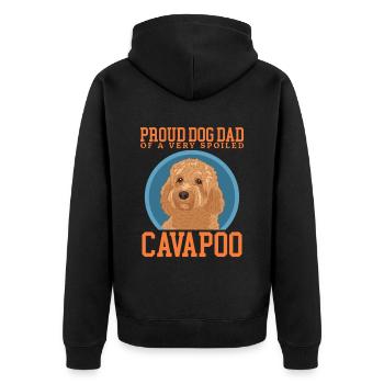 Cavapoo Dad Hunde Cavoodle Hundebesitzer Geschenk - Unisex Premium Bio Zip Hoodie - Schwarz - Hinten - Nico (187cm)