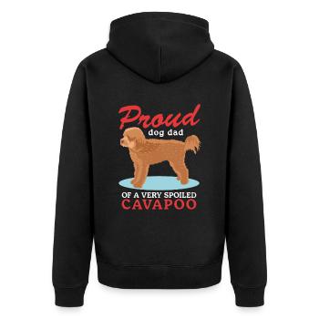 Cavapoo Dad Dogs Dog Owner Cavoodle Gift - Unisex Premium Organic Zip Hoodie - black - Back - Nico (187cm)