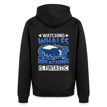 Whale Watching Whale Watching Whales Orca Blue Whale - Unisex Premium Organic Zip Hoodie - black - Back - Nico (187cm)
