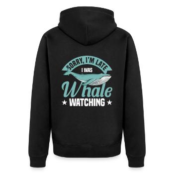 Whale Watching Whale Watching Whales Orca Blue Whale - Unisex Premium Organic Zip Hoodie - black - Back - Nico (187cm)