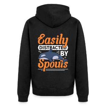 Whale Watching Whale Watching Whale Orca Blue Whale - Unisex Premium Organic Zip Hoodie - black - Back - Nico (187cm)