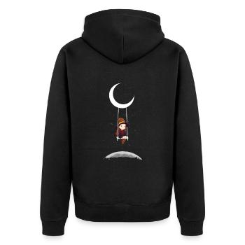 Hexe auf Mond Schaukel Halloween Kostüm - Unisex Premium Bio Zip Hoodie - Schwarz - Hinten - Nico (187cm)