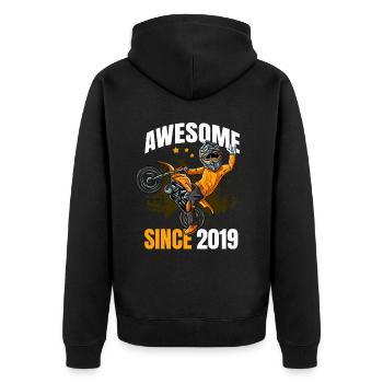 Genial seit 2019 - 4. Geburtstag eines Motocross-Fahrers - Unisex Premium Bio Zip Hoodie - Schwarz - Hinten - Nico (187cm)