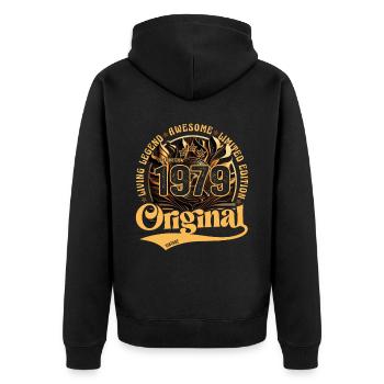 born in 1979 birthday retro vintage 1979 - Unisex Premium Organic Zip Hoodie - black - Back - Nico (187cm)