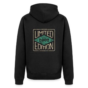 Awesome Since 2002 Retro Vintage Design - Unisex Premium Bio Zip Hoodie - Schwarz - Hinten - Nico (187cm)