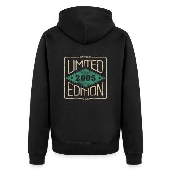 Awesome Since 2005 Retro Vintage Design - Unisex Premium Bio Zip Hoodie - Schwarz - Hinten - Nico (187cm)