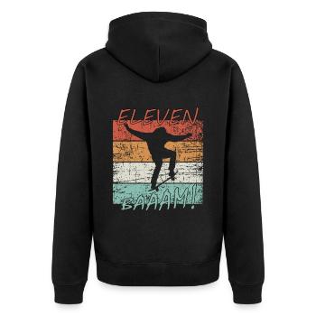 Kinder Geburtstag 11 Jahre - Skater - Unisex Premium Bio Zip Hoodie - Schwarz - Hinten - Nico (187cm)