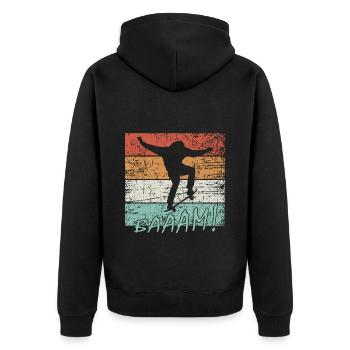 Skateboarder - Unisex Premium Bio Zip Hoodie - Schwarz - Hinten - Nico (187cm)
