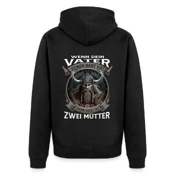 Wikinger Nordmänner Spruch Geschenk - Unisex Premium Bio Zip Hoodie - Schwarz - Hinten - Nico (187cm)